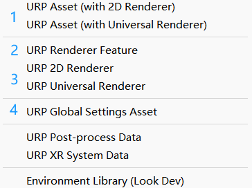 Unity Project → 右键 Create → Rendering
