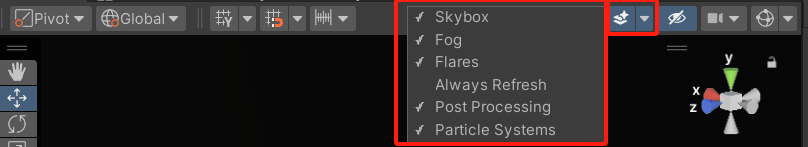 顶部预览图层的Fog要勾选才能在场景中看到雾效